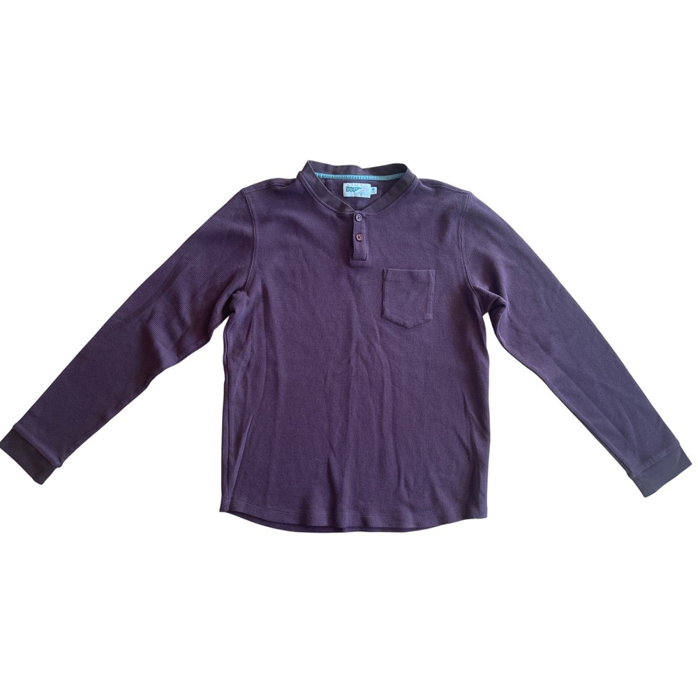 Wellen Brosnan Seawool XL Long Sleeve Henley Shirt‎ Waffle Knit Pocket Plum